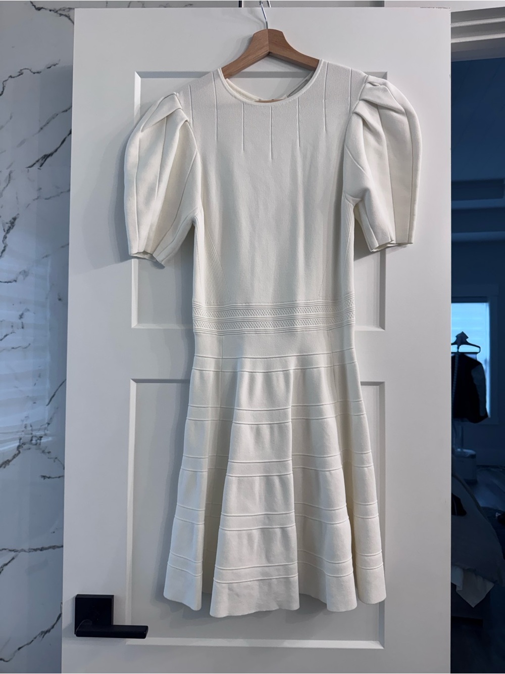 Ted Baker Cream Puff-Sleeve Knit Midi Dress